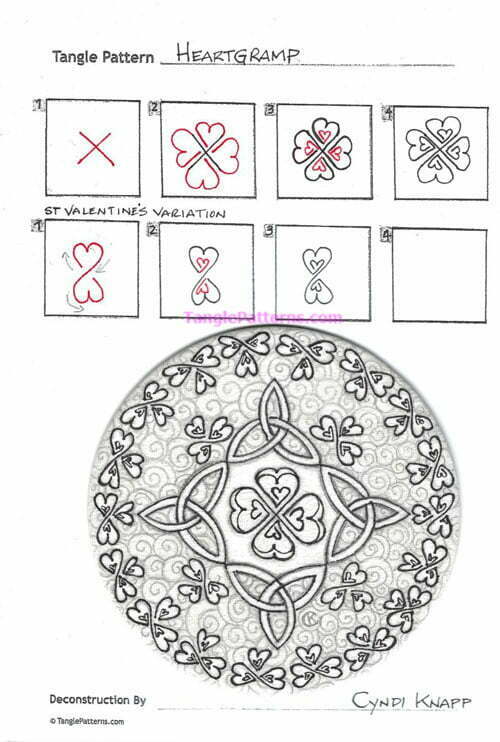 How to draw the Zentangle pattern Heartgramp, tangle and deconstruction by Cyndi Knapp. Image copyright the artist and used with permission, ALL RIGHTS RESERVED.