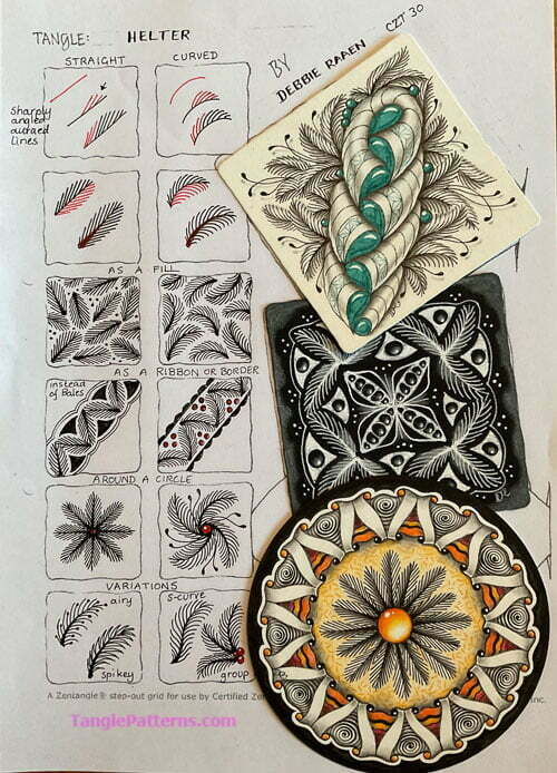 How to draw the Zentangle pattern Helter, tangle and deconstruction by Debbie Raaen. Image copyright the artist and used with permission, ALL RIGHTS RESERVED.