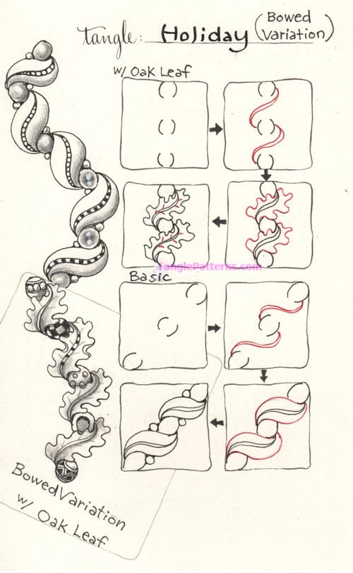 How to draw the Zentangle pattern Holiday, tangle and deconstruction by Yoko Kageyama. Image copyright the artist and used with permission, ALL RIGHTS RESERVED.