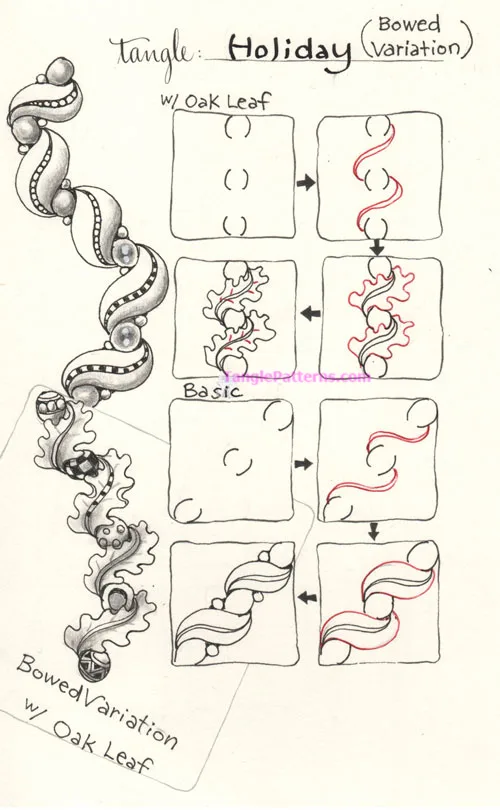 How to draw the Zentangle pattern Holiday, tangle and deconstruction by Yoko Kageyama. Image copyright the artist and used with permission, ALL RIGHTS RESERVED.