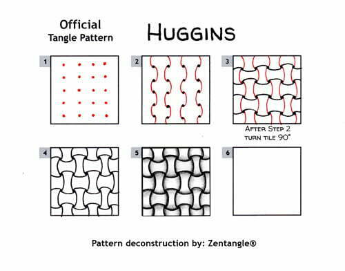 How to draw the official tangle pattern HUGGINS