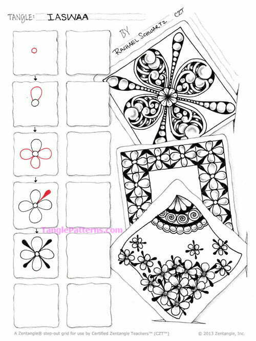 How to draw the Zentangle pattern Iaswaa, tangle and deconstruction by Rachael Schwartz. Image copyright the artist and used with permission, ALL RIGHTS RESERVED.