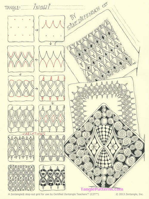 How to draw the Zentangle pattern Ingwi, tangle and deconstruction by Silke Diefenbach. Image copyright the artist and used with permission, ALL RIGHTS RESERVED.