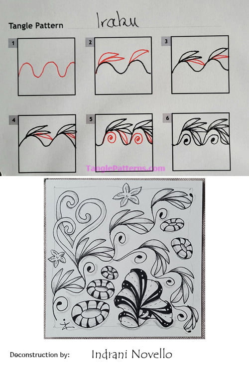 How to draw the Zentangle pattern Iraku, tangle and deconstruction by Indrani Novello. Image copyright the artist and used with permission, ALL RIGHTS RESERVED.