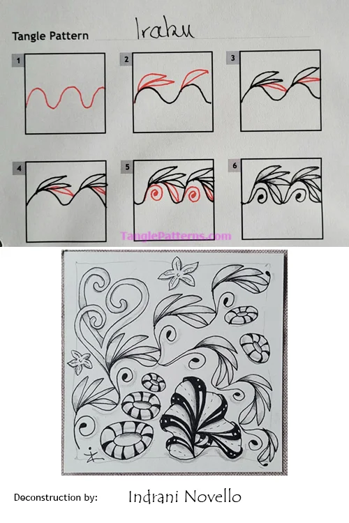 How to draw the Zentangle pattern Iraku, tangle and deconstruction by Indrani Novello. Image copyright the artist and used with permission, ALL RIGHTS RESERVED. How to draw the Zentangle pattern Iraku, tangle and deconstruction by Indrani Novello. Image copyright the artist and used with permission, ALL RIGHTS RESERVED.