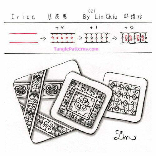 How to draw the Zentangle pattern Irice, tangle and deconstruction by Lin Chiu. Image copyright the artist and used with permission, ALL RIGHTS RESERVED.