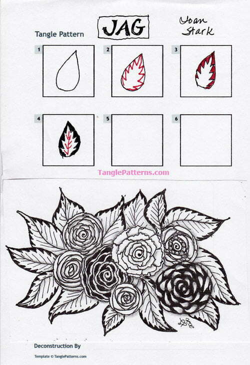 Zentangle pattern: Jag. How to draw the Zentangle pattern Jag, tangle and deconstruction by Joan Stark. Image copyright the artist and used with permission, ALL RIGHTS RESERVED.