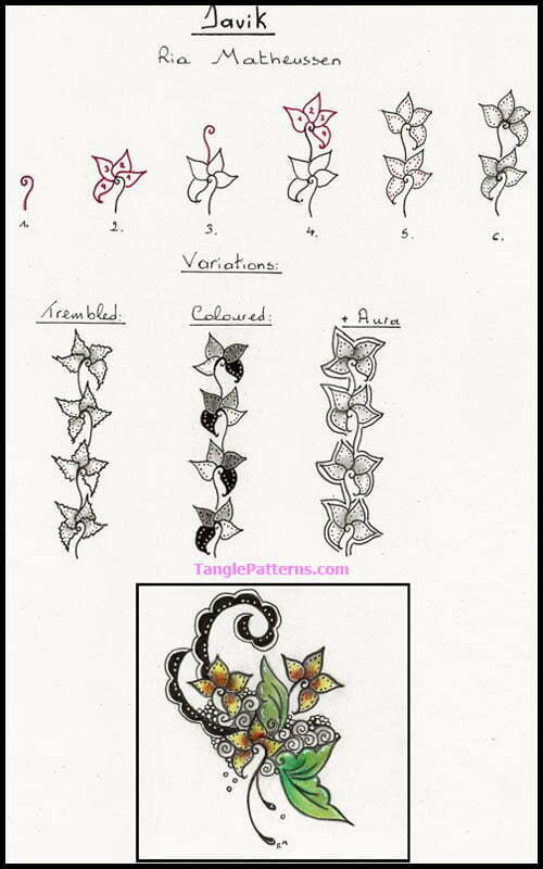 How to draw the Zentangle pattern Javik, tangle and deconstruction by Ria Matheussen. Image copyright the artist and used with permission, ALL RIGHTS RESERVED.