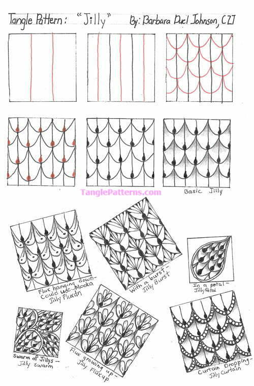 How to draw the Zentangle pattern Jilly, tangle and deconstruction by Barbara Johnson. Image copyright the artist and used with permission, ALL RIGHTS RESERVED.