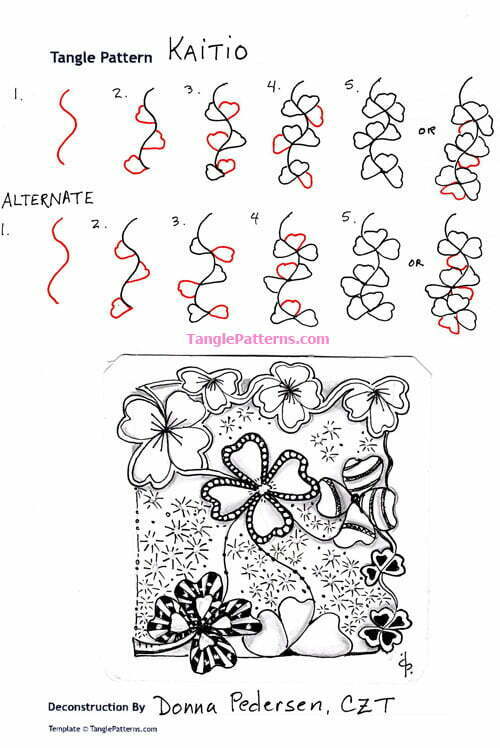How to draw the Zentangle pattern Kaitio, tangle and deconstruction by Donna Pedersen. Image copyright the artist and used with permission, ALL RIGHTS RESERVED.