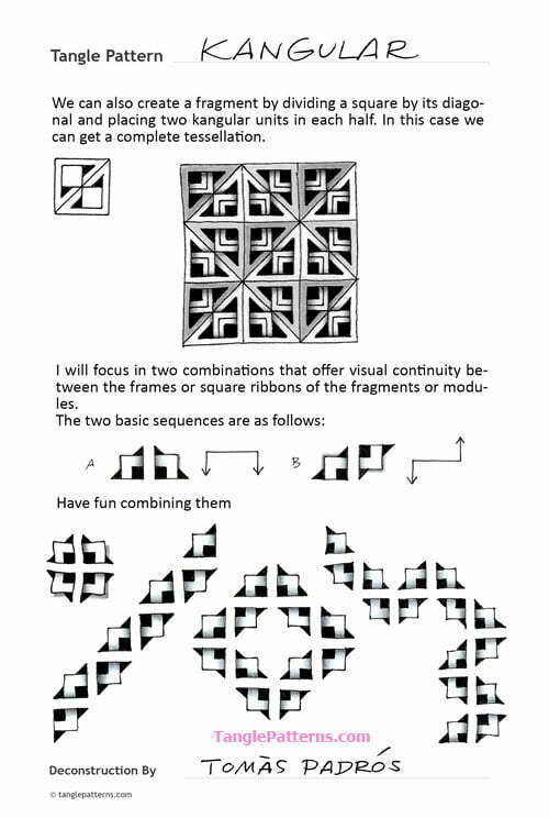 How to draw the Zentangle pattern Kangular, tangle and deconstruction by CZT Tomàs Padrós. Image copyright the artist and used with permission, ALL RIGHTS RESERVED.