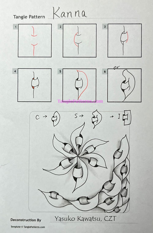 How to draw the Zentangle pattern Kanna, tangle and deconstruction by Yasuko Kawatsu. Image copyright the artist and used with permission, ALL RIGHTS RESERVED. How to draw the Zentangle pattern Kanna, tangle and deconstruction by Yasuko Kawatsu. Image copyright the artist and used with permission, ALL RIGHTS RESERVED.