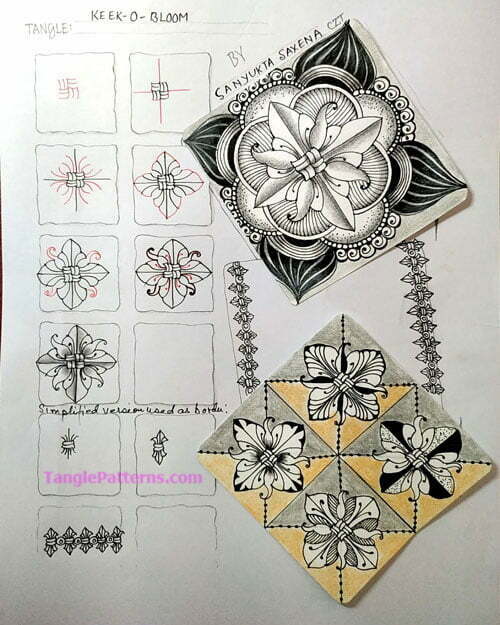 How to draw the Zentangle pattern Keek-o-Bloom, tangle and deconstruction by Sanyukta Saxena. Image copyright the artist and used with permission, ALL RIGHTS RESERVED.