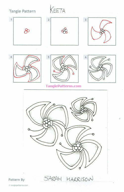 How to draw the Zentangle pattern Keeta, tangle and deconstruction by Sarah Harrison. Image copyright the artist and used with permission, ALL RIGHTS RESERVED.