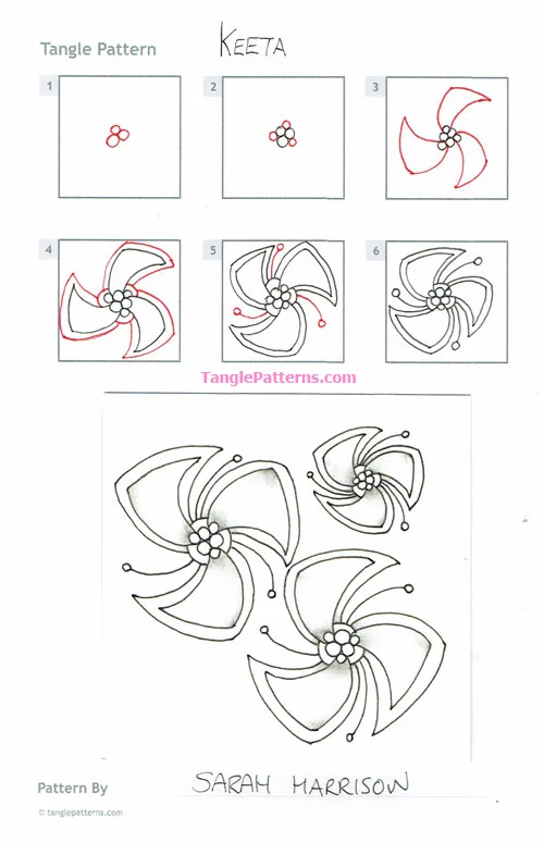 How to draw the Zentangle pattern Keeta, tangle and deconstruction by Sarah Harrison. Image copyright the artist and used with permission, ALL RIGHTS RESERVED.