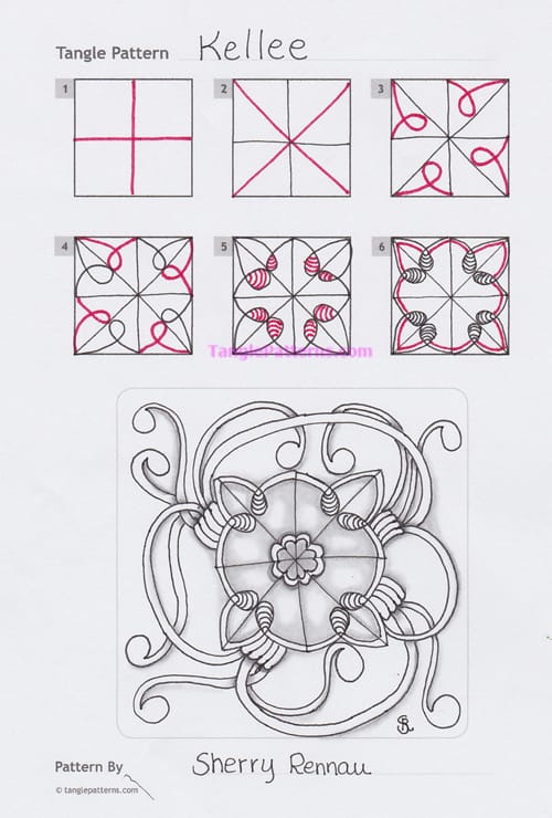 How to draw the Zentangle pattern Kellee, tangle and deconstruction by Sherry Rennau. Image copyright the artist and used with permission, ALL RIGHTS RESERVED.