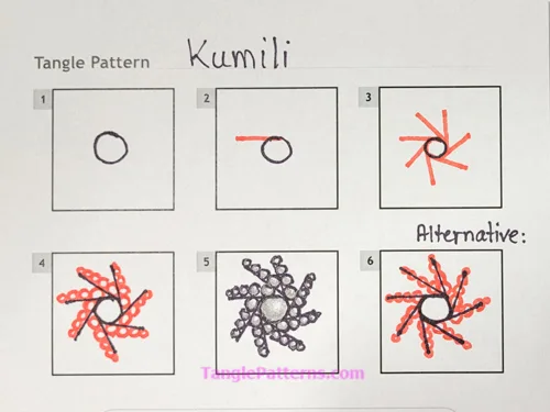 How to draw the Zentangle pattern Kumili, tangle and deconstruction by Indrani Novello. Image copyright the artist and used with permission, ALL RIGHTS RESERVED. How to draw the Zentangle pattern Kumili, tangle and deconstruction by Indrani Novello. Image copyright the artist and used with permission, ALL RIGHTS RESERVED.