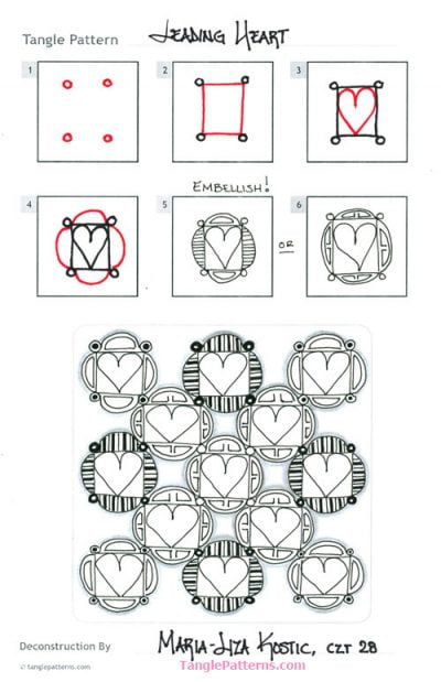 How to draw LEADING HEART « TanglePatterns.com