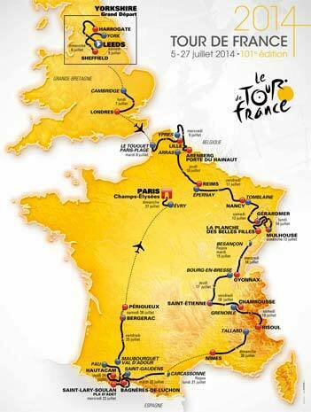 Map of the 2014 Tour de France