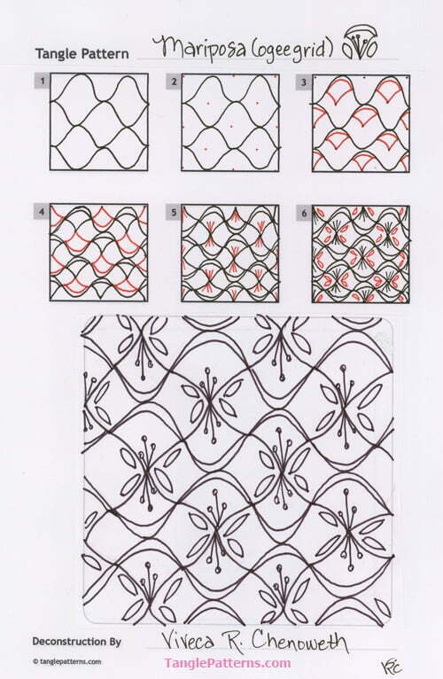 Image copyright the artist, ALL RIGHTS RESERVED. Please feel free to refer to the step outs to recreate the tangles from this site in your Zentangles and ZIAs, or link back to any page. However the artists and TanglePatterns.com reserve all rights to these images and they should not be pinned, reproduced or republished. Thank you for respecting these rights.