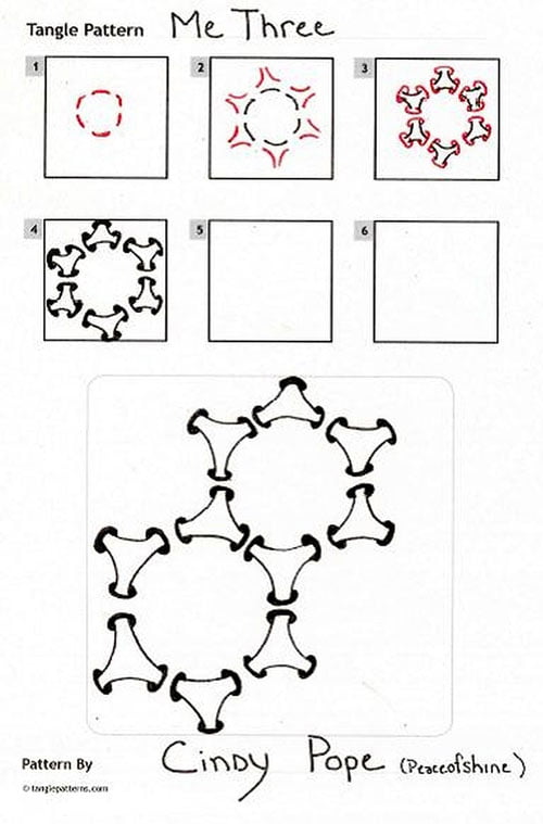 Steps for Cindy Pope's "Me Three" tangle