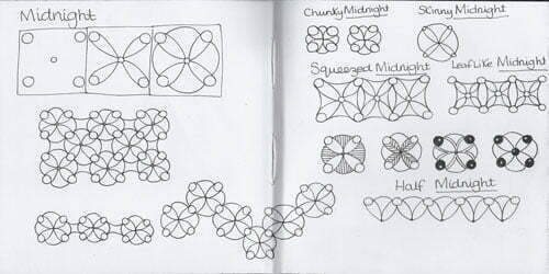 Chrissie Frampton's notes for her Zentangle pattern Midnight