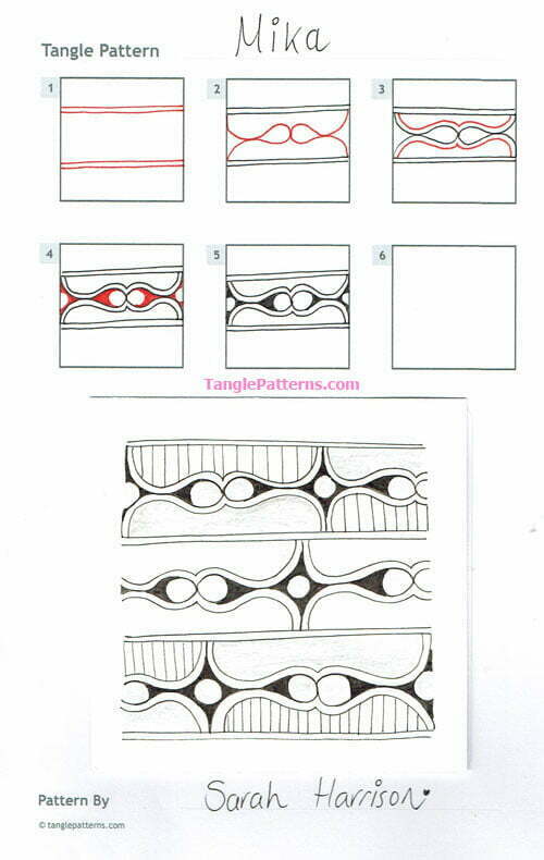 Zentangle pattern: Mika. How to draw the Zentangle pattern Mika, tangle and deconstruction by Sarah Harrison. Image copyright the artist and used with permission, ALL RIGHTS RESERVED.