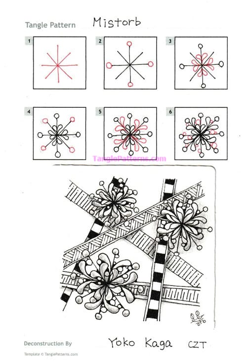 How to draw the Zentangle pattern Mistorb, tangle and deconstruction by Yoko Kaga. Image copyright the artist and used with permission, ALL RIGHTS RESERVED. How to draw the Zentangle pattern Mistorb, tangle and deconstruction by Yoko Kaga. Image copyright the artist and used with permission, ALL RIGHTS RESERVED.