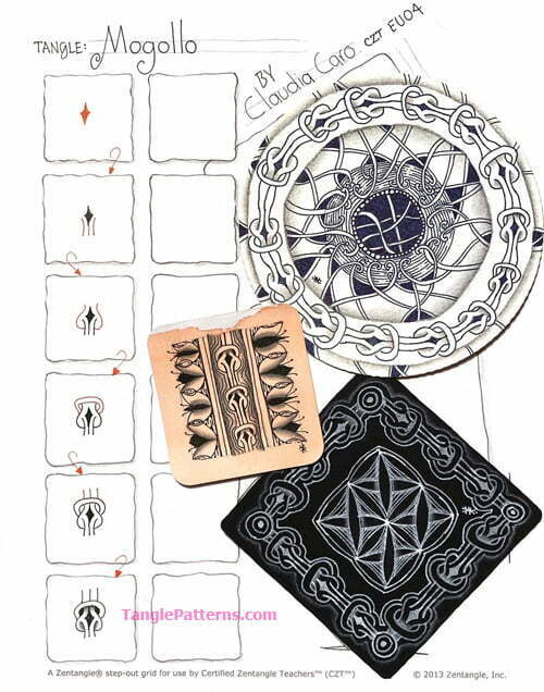 How to draw the Zentangle pattern Mogollo, tangle and deconstruction by Claudia Caro. Image copyright the artist and used with permission, ALL RIGHTS RESERVED.