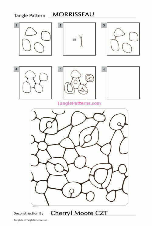 How to draw the Zentangle pattern Morrisseau, tangle and deconstruction by Cherryl Moote. Image copyright the artist and used with permission, ALL RIGHTS RESERVED.