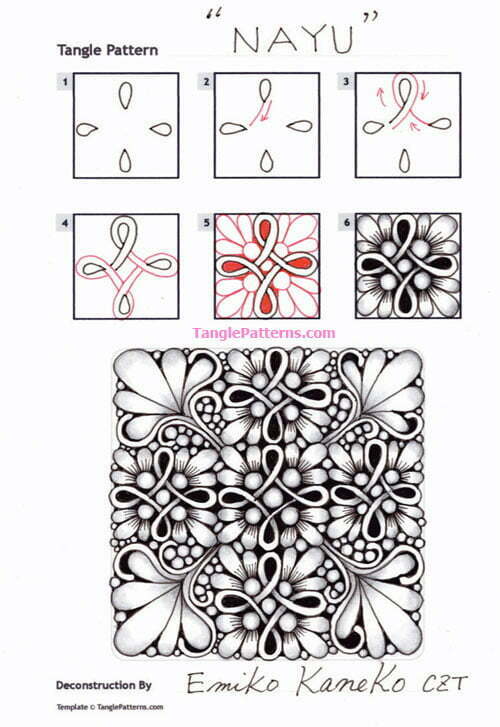 How to draw the Zentangle pattern Nayu, tangle and deconstruction by Emiko Kaneko. Image copyright the artist and used with permission, ALL RIGHTS RESERVED.