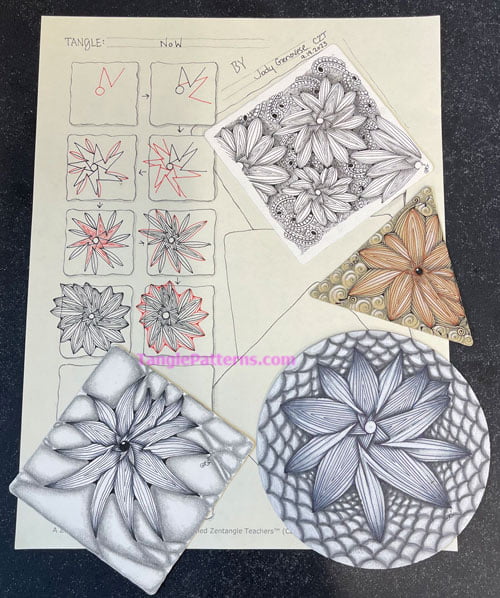 How to draw the Zentangle pattern NoW, tangle and deconstruction by Jody Genovese. Image copyright the artist and used with permission, ALL RIGHTS RESERVED.