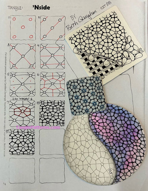 How to draw the Zentangle pattern 'Nside, tangle and deconstruction by Beth Gaughan. Image copyright the artist and used with permission, ALL RIGHTS RESERVED.