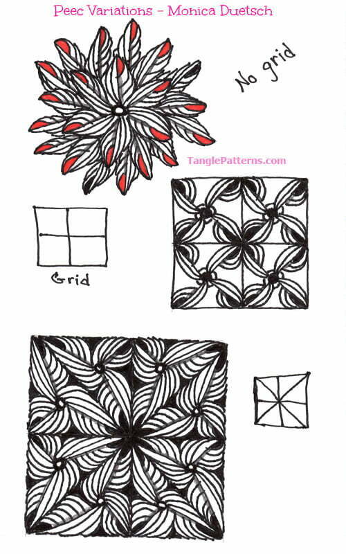 How to draw the Zentangle pattern Peec, tangle and deconstruction by Monica Duetsch. Image copyright the artist and used with permission, ALL RIGHTS RESERVED.