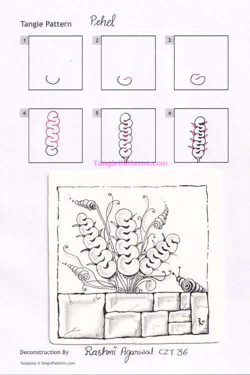 How to draw the Zentangle pattern Pehel, tangle and deconstruction by Rashmi Agarwal. Image copyright the artist and used with permission, ALL RIGHTS RESERVED. How to draw the Zentangle pattern Pehel, tangle and deconstruction by Rashmi Agarwal. Image copyright the artist and used with permission, ALL RIGHTS RESERVED.