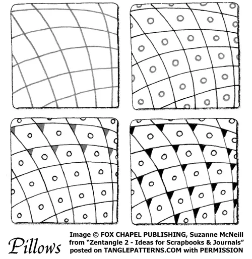 How to draw the Zentangle pattern Pillows, tangle and deconstruction by Suzanne McNeill. Image copyright Suzanne McNeill and Fox Chapel Publishing and used with permission, ALL RIGHTS RESERVED.