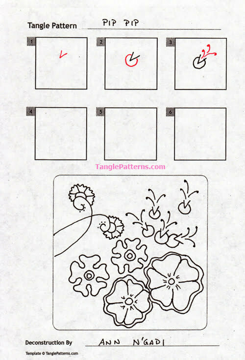How to draw the Zentangle pattern Pip Pip, tangle and deconstruction by Ann N'Gadi. Image copyright the artist and used with permission, ALL RIGHTS RESERVED.