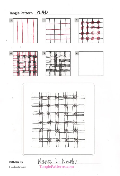 How to draw the Zentangle pattern Plad, tangle and deconstruction by Nancy Newlin. Image copyright the artist and used with permission, ALL RIGHTS RESERVED.