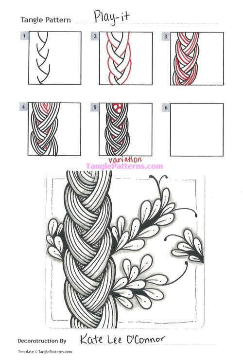How to draw the Zentangle pattern Play-It, tangle and deconstruction by Kate Lee O'Connor. Image copyright the artist and used with permission, ALL RIGHTS RESERVED.