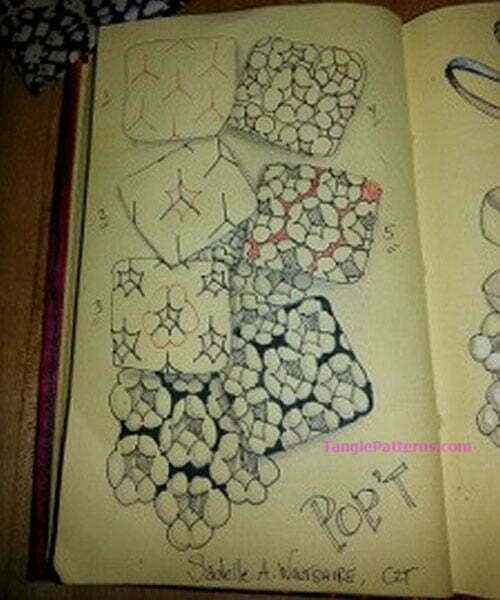 How to draw the Zentangle pattern Pop't, tangle and deconstruction by Sadelle Wiltshire. Image copyright the artist and used with permission, ALL RIGHTS RESERVED.