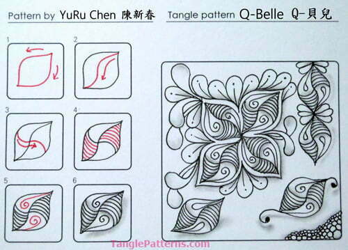 How to draw the Zentangle pattern: Q-Belle, tangle and deconstruction by YuRu Chen. Image copyright the artist, ALL RIGHTS RESERVED. Please feel free to refer to the step outs to recreate the tangles from this site in your Zentangles and ZIAs, or link back to any page. However the artists and TanglePatterns.com reserve all rights to these images and they should not be publicly pinned, reproduced or republished. Thank you for respecting these rights.