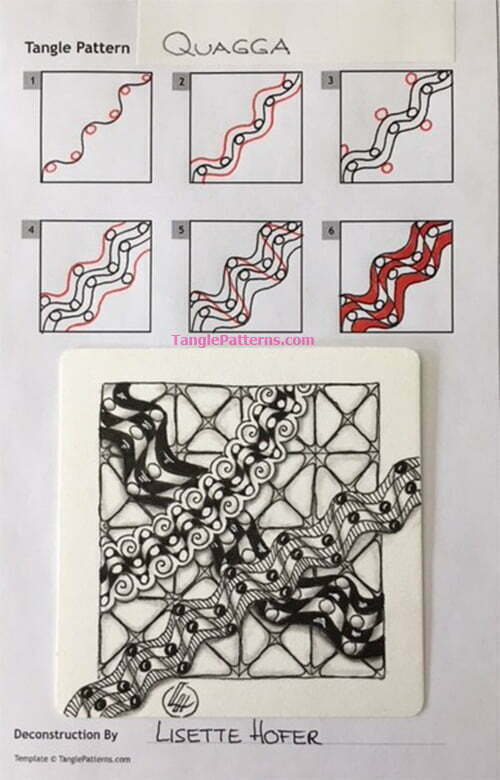 How to draw the Zentangle pattern Quagga, tangle and deconstruction by CZT Lisette Hofer.