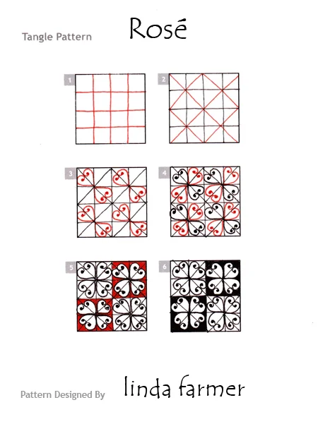 How to draw Linda Farmer's tangle pattern, Rosé