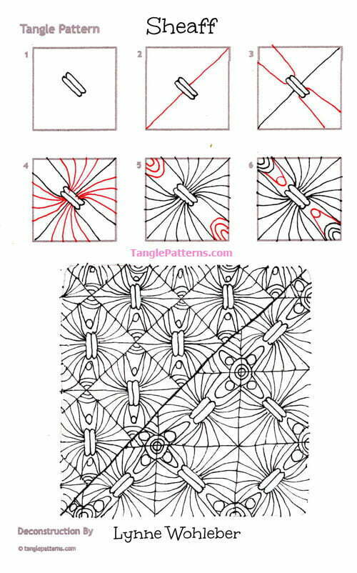 How to draw the Zentangle pattern Sheaff, tangle and deconstruction by Lynne Wohleber. Image copyright the artist and used with permission, ALL RIGHTS RESERVED.