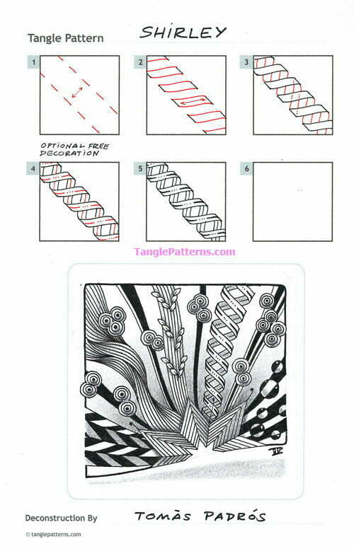 How to draw the tangle pattern Shirley, tangle and deconstruction by Tomàs Padrós.