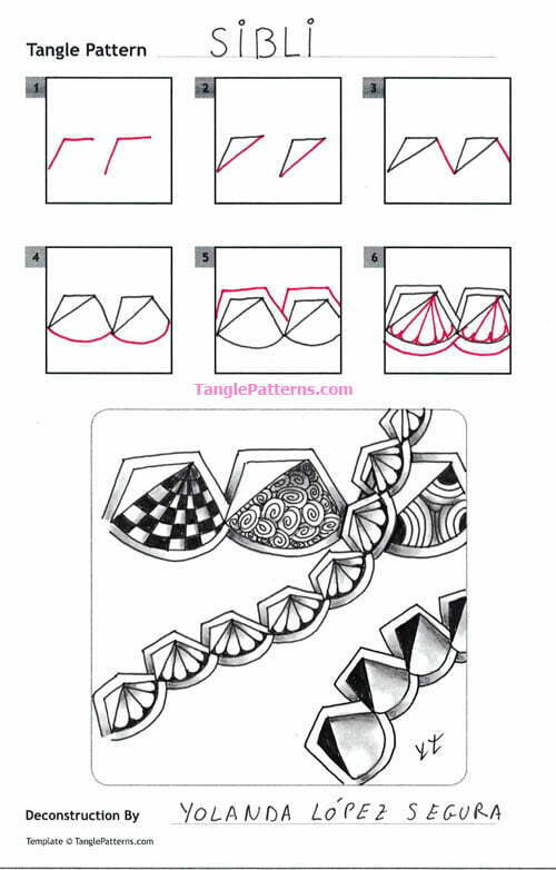 How to draw the Zentangle pattern Sibli, tangle and deconstruction by Yolanda Lopez Segura. Image copyright the artist and used with permission, ALL RIGHTS RESERVED.