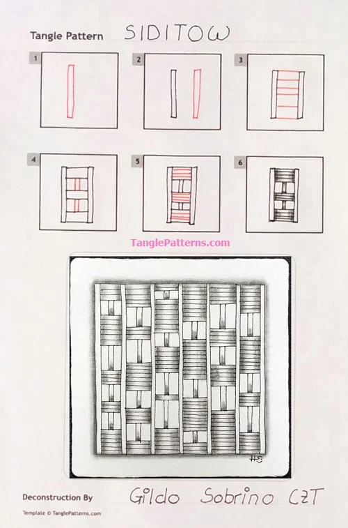 How to draw the Zentangle pattern Siditow, tangle and deconstruction by Gildo Sobrino. Image copyright the artist and used with permission, ALL RIGHTS RESERVED.