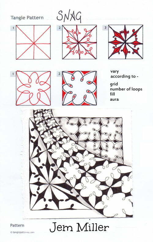 How to draw SNAG Zentangle pattern