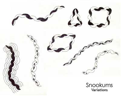 Variations for BJ Thompson's SNOOKUMS tangle pattern