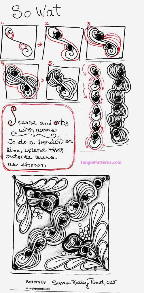 How to draw the Zentangle pattern So Wat, tangle and deconstruction by Susan Pundt. Image copyright the artist and used with permission, ALL RIGHTS RESERVED.